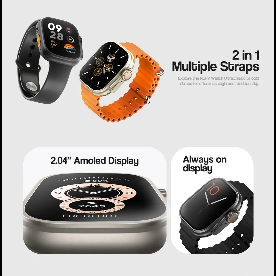 Smart Watch Ultra AMOLED Display, Bluetooth Calling