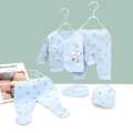 Imported Baby Starter Set - Zero Size Starter Gift Set | 0 to 6 Month Baby Starter Set | 5Pcs New Born Baby Clothes - China Stuff Suit Winter And Summer(Sky Blue). 
