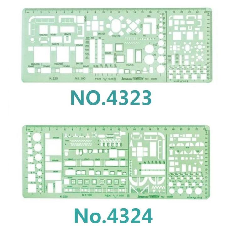 1:100 and 1:200 Double Scale Template Architect Combination Multi Design Stencil Symbols Technical Drafting Drawing No.4323/4324