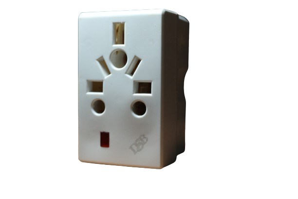 Multi Input (3-Way) 3-Pin Plug Type G Multicountry Input Plug Adapter with 10 Amps Fuse & indication light for Imported Devices.