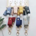 Portable 11 Color Plastic With Tassels Travel Keyring Keychain Holder Empty Bottle Hand Sanitizer Holder PU leather Cover. 