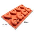Heart Shape Silicone Soap and Baking Mold 8 Cavity. 