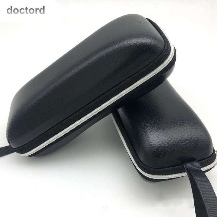 Doctord leather hard shell black shock-absorbing sunglasses holder folding travel backpack sturdy zipper glasses case reading organizer