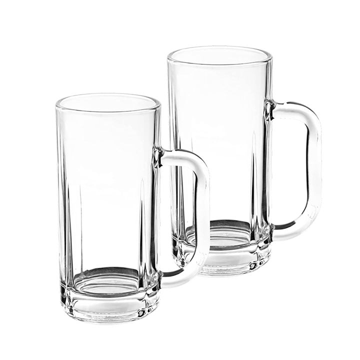 2 Pcs Plain Juice Mugs Transparent Glass 415ml