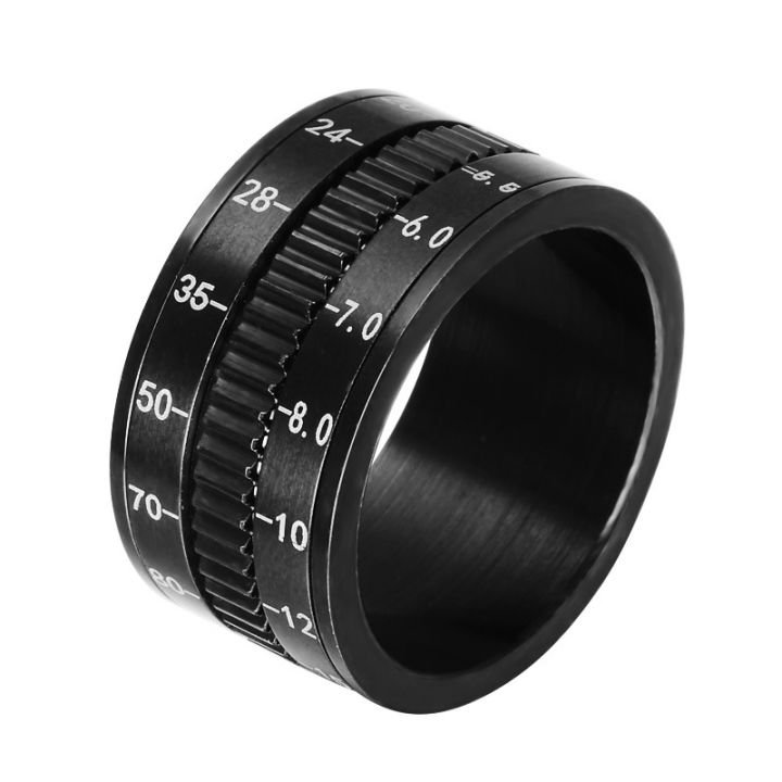 Fidget Anxiety Rotating Rings 12MM Camera Lens Stainless Steel Ring Stress Relieving Spinner Ring Jewelry for Men