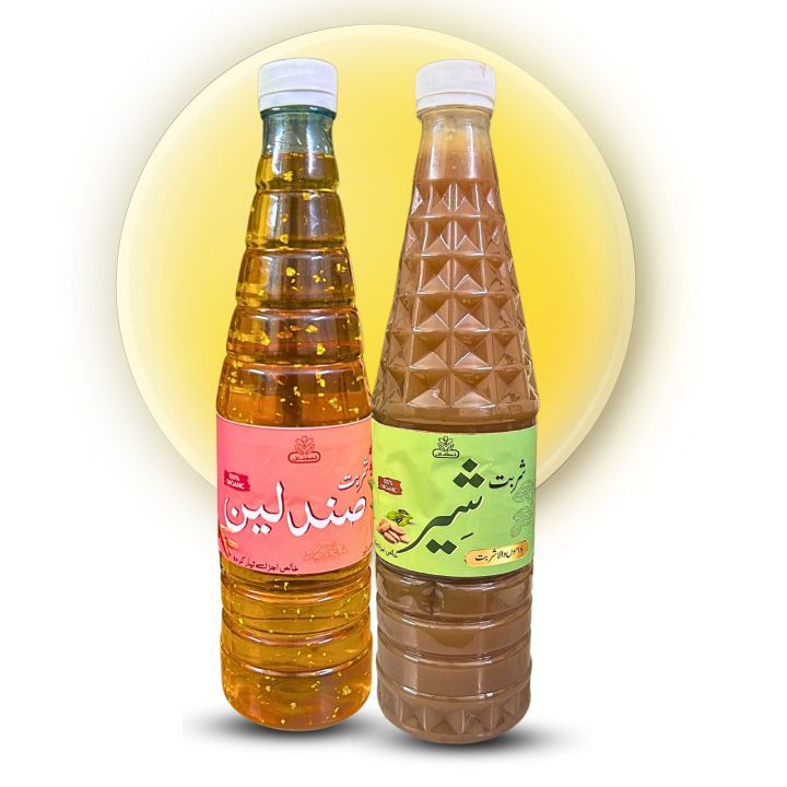 Pack of 2 – Homemade Sharbat Combo –Sharbat Sheer (Badam Sharbat) & Sandaleen Sharbat – Natural Summer Drinks – Premium Refreshing Syrups – 1000ml Each