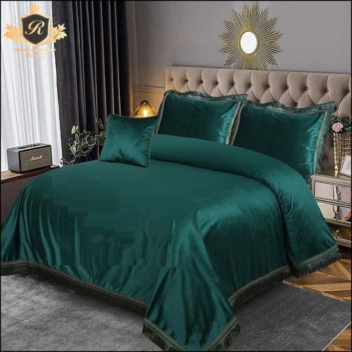 Bed Sheet Heavy Velvet  Bed Sheet King Size Set – 4 Pcs Bedsheets Bad sheet