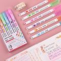 ZT - 6 Colors Kawaii Roller Flower Heart Curve Line Highlighter Pens Roller Fluorescent Marker Drawing DIY Diary School Stationery. 