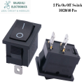 10/20 Pieces  Black 2 Positions ON-OFF 2Pin SPST Panel MIni Rocker Switch 12A/125VAC 10A/250VAC. 