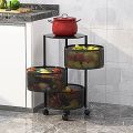 3/4/5 Layer/Tier/Step Kitchen Rotating Shelf 360 Degree Baskets Fruit Vegetable Storage Rack Floor Round Household Multi-function Shelf With Wheels. 