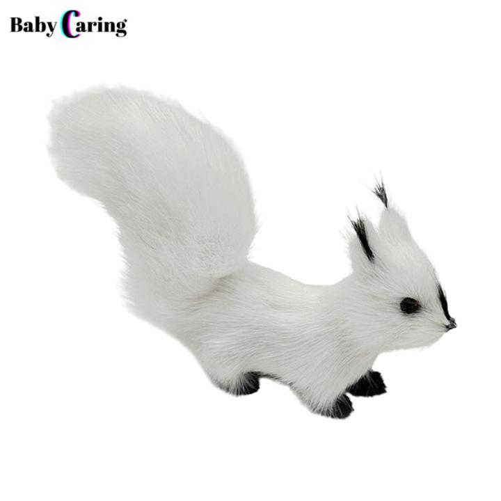 Squirrel Model Faux Fur Realistic Cute Rodent Miniature Figurine Ornament Handicraft Mini Fake Squirrel Statue Figurine Ornament Birthday Gift