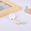 Creative Simple Toothbrush Toothpaste Tooth Combination Metal Paint Brooch Cartoon Cute Love Oral Series Badge Pin Jewelry. 