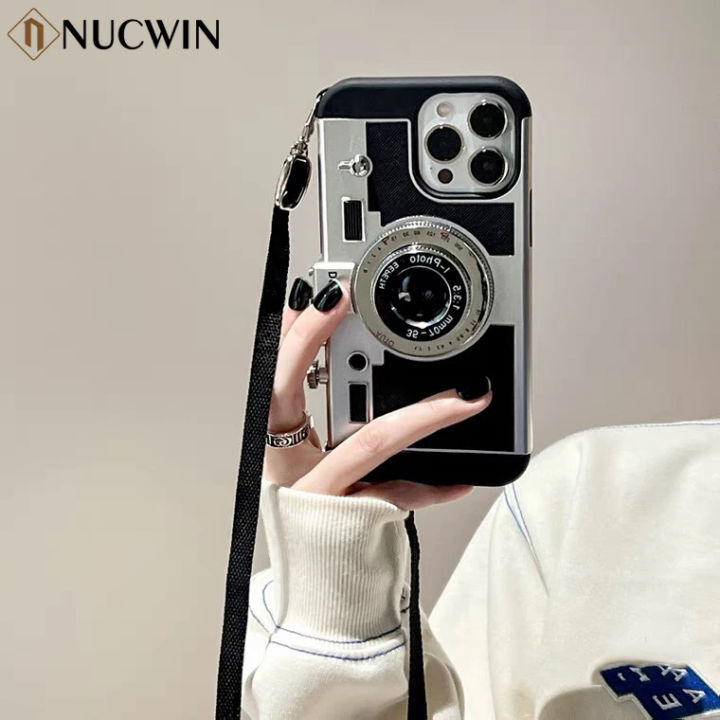 Emily in Paris 3D retro camera case for iPhone 15 Pro Max 14 13 12 11 pro Max X XR XS Max 8 plus lanyard camera shockproof cover