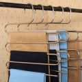 Stainless Steel Trousers Hanger Multi Purpose Pants Hangers Rack Stainless Steel Magic for Hanging Trousers Jeans Scarf Tie Clothes Space Saving Storage Rack 5 Layers. 