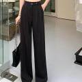 Womens Wide Leg Pants Straight Leg High Waisted Office Loose Long Pants M Black. 
