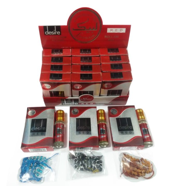 Pack of 12 Dunhil Desire Red Attar Box | Each Atar 6ml + Tasbeeh | Nonalcoholic Perfume | Labbaik Company تسبیح + عطر