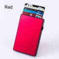 Blue Slim Men's Aluminum + Plastic RFID Card Wallet Thin Pop Up ID RFID Card Holder For Man Metal Card Case For Women Female. 