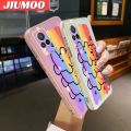 JIUMOO For vivo V21 4G V21 5G Case Cartoon Cute Rainbow Bear Side Design Phone Case Square Edge Pattern Silicone Softcase Luxury Plating Casing Full Cover Camera Shockproof Protection Cases. 