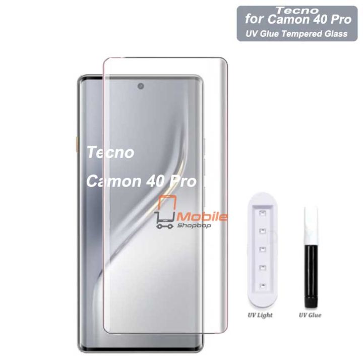 Tecno Camon 40 Pro UV Glass Liquid Glue Tempered Glass Screen Protector 3D Curved Edge to edge Full Sheet For Tecno Camon 40 Pro Glass - Transparent