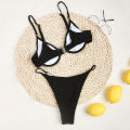Women Swimwear Spaghetti Straps Simple Pure Color Swimsuit. 