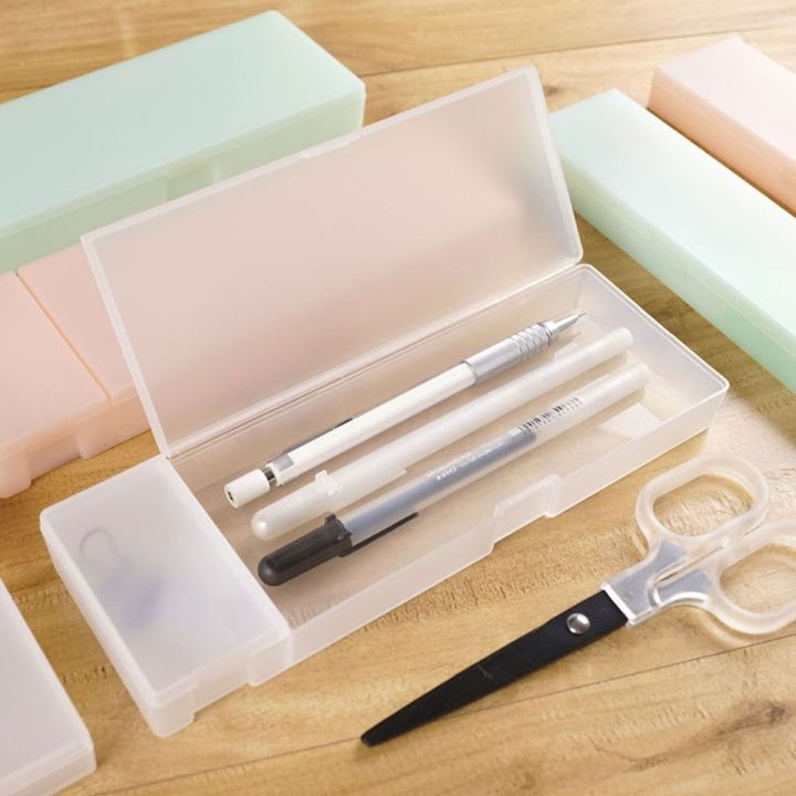 Frosted Pencil Case Simple Non-toxic Hard Plastic Pen Box Students Gift Translucent Stationery Box Students