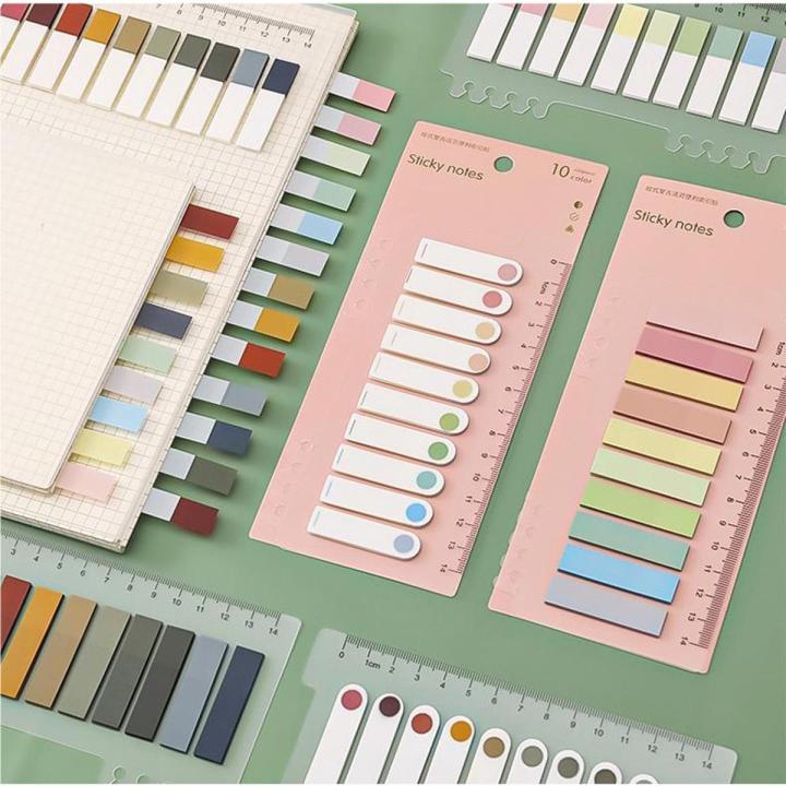（1 Pack of 200） Sticky Notes Color Classification Index Stickers Loose-leaf, Bookmarks, Ruler Multi-functional Student Stationery European Retro Labels