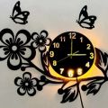 Flower Shaped Wooden Wall Clock 24 Inch Quartz Movement MDF Material Laser Cut Design. 