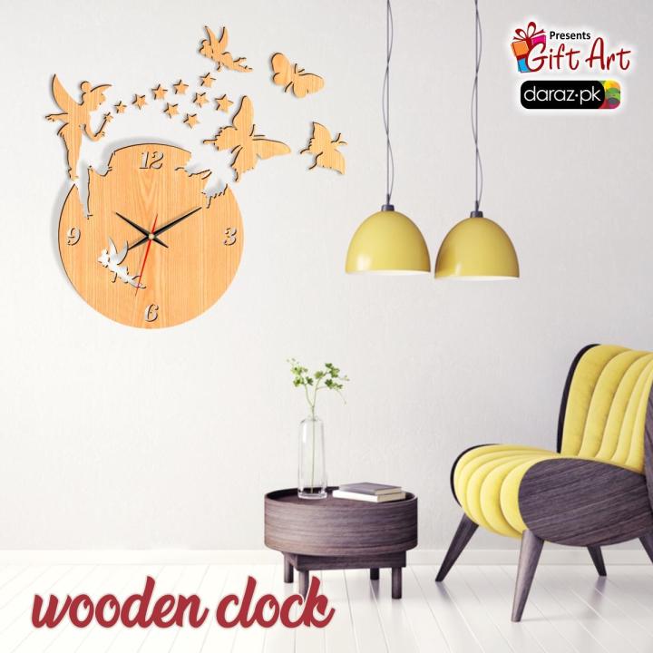 Gift%20Art%20-%20Fairy%20Wooden%20Wall%20Clock,%20Girls%20Favorite%203D%20Laser%20Cut%20Wall%20Clock%20In%20Modern%20Fairy%20With%20Stars%20&%20Butterflies%20-%20Image%203