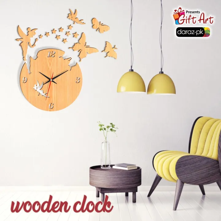 Gift%20Art%20-%20Fairy%20Wooden%20Wall%20Clock,%20Girls%20Favorite%203D%20Laser%20Cut%20Wall%20Clock%20In%20Modern%20Fairy%20With%20Stars%20&%20Butterflies%20-%20Image%203