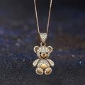 Classic Fashion Pop Two Tone Bear Pendant Necklace Ladies Daily Accessories Birthday Gifts. 