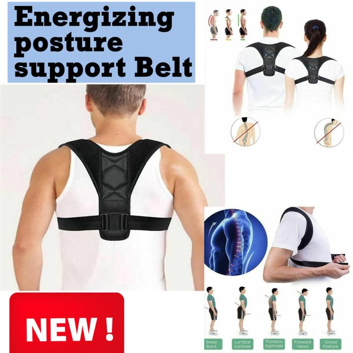 Best Adjustable Energizing Posture Support Belt Strap for Men and Women - Body Posture Corrector Belt – Genuine Corset Back Straight Brace Therapy Belt - Shoulder Spine Support Fixer - Back Pain Relief Belt