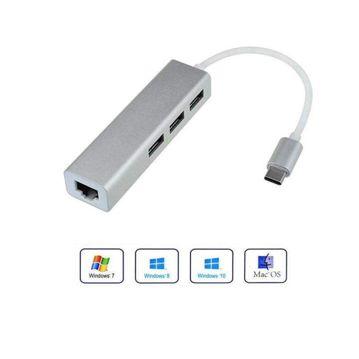 USB C 3.1 Gigabit Ethernet  Adapter with 3-Port USB 3.1 Hub