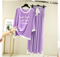 Sana Saleem's Dress for Girls Nighty for girls sleepwear ladies Loungewear womens nightwear Ladies nightdress sleepwear and Loungewear Plain Purple White Round Neck Let Me Sleep Printed Night Wear. 