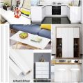 2 Feet X 5 Feet Self Adhesive Glossy Shiny White Furniture Decor Kitchen Counter Shelf living Room Drawing Room Cabinet Table Door Water Proof Sticker Wallpaper. 