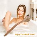 2 Pieces Wooden Bath Shower Brush- Long Handle, Back Body Bath Brush. 