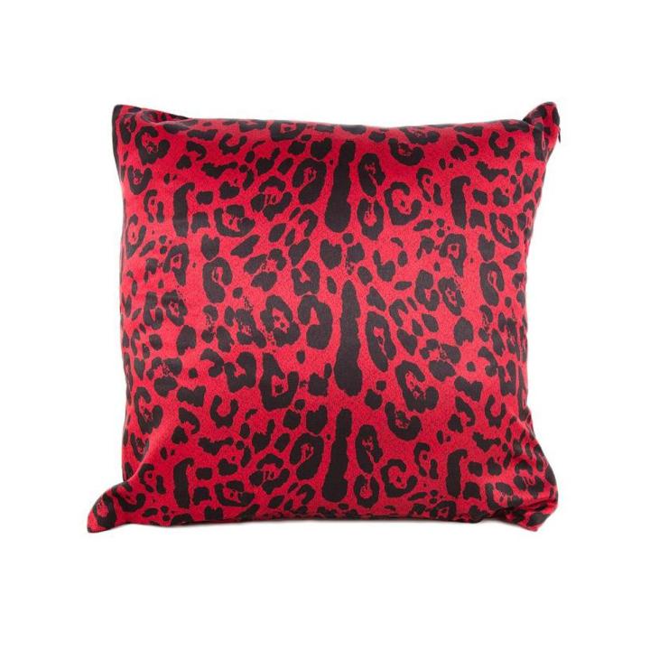 Printed Silk Cushion Cover  -  Cp-026 - Red & Black