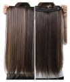 5 clips Straight hair extension Dark Brown With Golden Streaking Color. 
