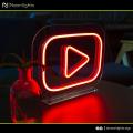 YouTube Sign, 8"x6" Neon LED Lights with Table Stand, Mini Desk Lamp, Social Media Logo, Wall Decoration, Home Living Bedroom Decor. 