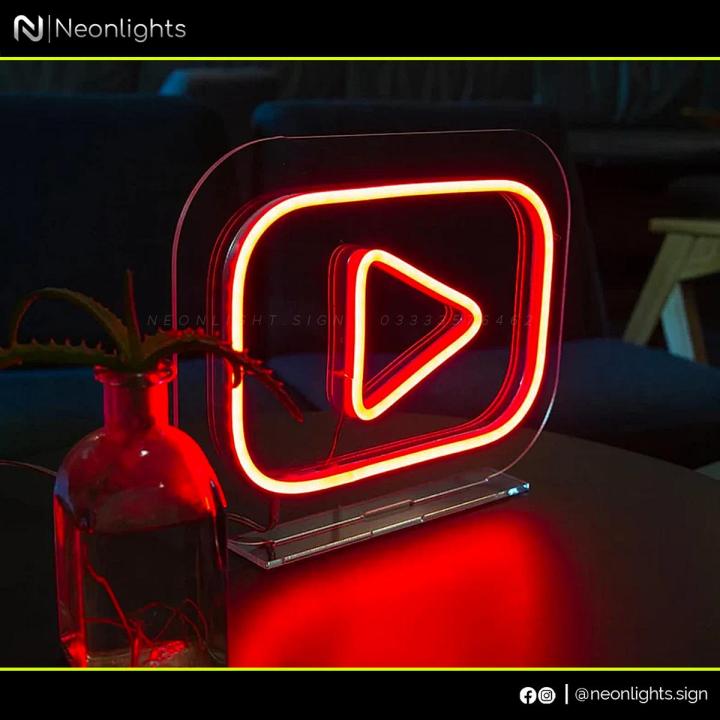 YouTube Sign, 8"x6" Neon LED Lights with Table Stand, Mini Desk Lamp, Social Media Logo, Wall Decoration, Home Living Bedroom Decor