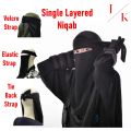Single Layer Black Abaya Niqab Breathable Polyester Mix Fabric for Women and Girls. 