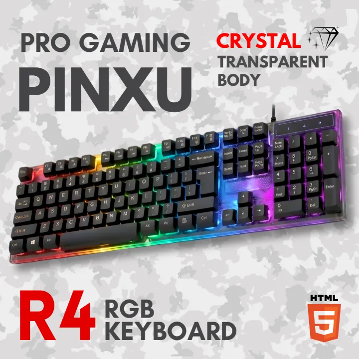 Translucent Keyboard Led Backlight RGB Transparent Gaming Keyboard | Crystal View Clear Body Rainbow ...