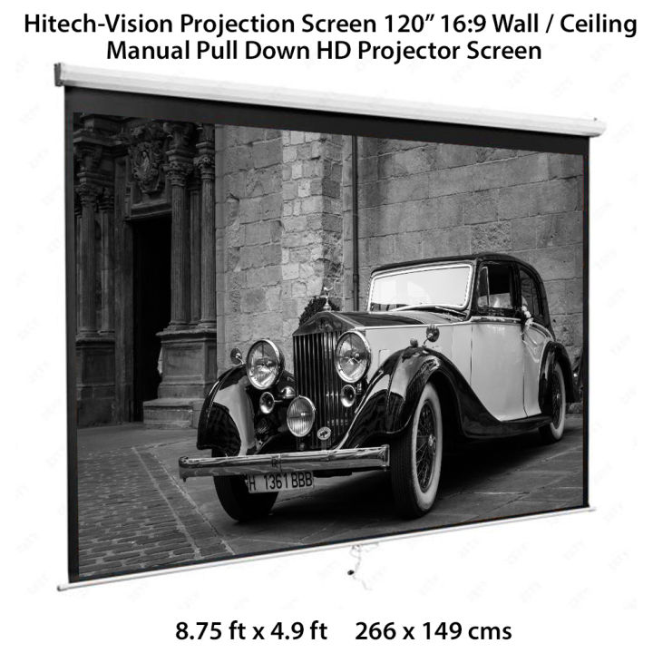 Hitech-Vision Manual pull Projector Screen - Matt White 120"  16:9  (8.75 x 4.9)
