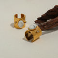 Nabest Waterproof Stainless Steel Howlite Gemstone Ring Jewelry Women 18k Gold Plated Vintage Width Open Rings. 