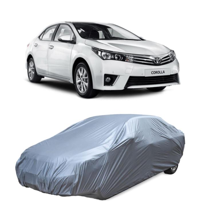 Toyota Corolla Car Top Cover Silver Coated - Water and Dust Proof - Grey Color - Toyota Corolla - Altus - Grande - XLI - GLI - Grey