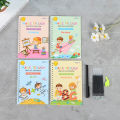 Calligraphy Practice Book for Kids Easylearn Calligraphy Practice Book Reusable Handwriting Workbook for Kids with Disappearing Ink Alphabet Math Ideal for Preschoolers Includes Pencil Holder Pen. 