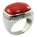 stainless steel red coral band vintage gemstone turquoise men biker rings. 