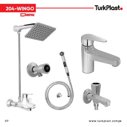 TurkPlast Bathroom Shower Set Wingo 204 Complete Shower Set High Quality Chrome Color