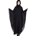 Double Layer Imported Chiffon Material Kaftan Abaya With Scarf For Girls Ladies Durable Quality-Black Color. 