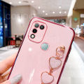 Maitus for Infinix Hot 11 Play Back Cover with Love Heart Bracelet Fashion Chain Plating Shiny Bling Cases Soft Silicone Mobile Phone Case for Girls Boy. 