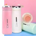 NICE 400ml Water Bottles Glass and Plastic | Double Wall Vacuum Insulation Hot & Cold Thermos Flask | Easy to Carry Travel Water Bottles. 
